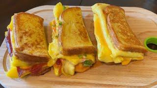 One Pan Egg Toast - Three Ways | Korean Style French Toast Omelette | Breakfast Egg Recipes